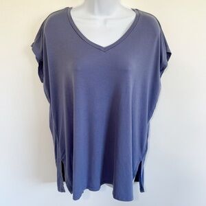 EILEEN FISHER Tencel Short Sleeve V Neck Top Small